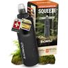 Bachgold Filtro per acqua Bachgold Squeeze Outdoor, grigio, 1000 ml - Filtro per acqua potabile ultraleggero per campeggio, sopravvivenza, emergenze, rimuove batteri e virus