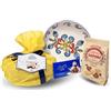 Speciale Italia - Cesto Regalo Pasquale con Colomba, Cioccolato e Pasticcini, Confezione Elegante con Centrotavola in Ceramica Italiana Lavorata a Mano
