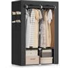 SONGMICS Guardaroba, Armadio Portatile, 2 Barre Appendiabiti, Ripiani, 4 Tasche Laterali, 45 x 86 x 167 cm, Grande Capienza per Camera da Letto, Soggiorno, Nero Inchiostro RYG091B01
