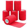 Nutoko 6 Rotoli Benda Elastica Bendaggio Adesiva Coesiva Benda Nastro Elastico Autoadesivo Salvapelle Sport Nastro Bendaggio Sportivo per Mani, Piedi, Ginocchia, Braccia 7.5cm x 4.5m (Rosso)