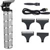 SiMbae Argento,Tagliatrice da uomo professionale da uomo barba rasoio t tipo cordless USB elettrico impermeabile strumento di parrucchieri full metal body holiday regalo