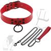 AOBORE Collare punk in pelle morbida rossa con manica di sostegno al collo regolabile, guinzaglio per cani per giochi di ruolo, festa in maschera