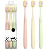 Generic Spazzolini da denti morbidi per adulti, spazzolini manuali, spazzolino da denti a testa larga per la casa, spazzolino portatile per coppia (rosa, giallo e verde)