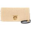 Pinko Pochette a Tracolla Click Soft, Rafia e Pelle, Naturale/Nero, 27,5 x 13 x 2 cm, Stile Elegante