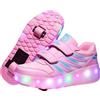 FANSU Scarpe con Rotelle per Bambina e Bambino, 2 in 1 Sportive Scarpe da Skateboard a 2 Ruote a Scomparsa Sneakers da Ginnastica da Pattini per Skateboard Unisex 30-40 EU (Rosa,33)