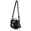 Restyle Triple Goddess, borsa pagana con fasi lunari, gotico, wicca, vegana, in pelle scamosciata, Nero, Small