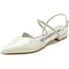 Hanfike Slingback Wedding Flats Scarpe per la Ragazza Donne Strass Sera Party Pompe JY309, avorio, 39.5 EU
