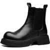 MANLADUO Stivaletti Chelsea da uomo con suola spessa e caviglia alta, stile classico britannico, nero, 42.5 EU