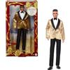 Barbie Signature 2025 Holiday Castano Chiaro Capelli Ken Bambola da Collezione Moda Indossare Completo con Giacca Dorata in Confezione Visualizzabile & Supporto per Bambole
