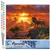 Figured'Art Dipingere con i Numeri - Paint by Numbers Leone al tramonto, Passatempo per Adulti, Kit Completo, Hobby Creativi - Quadri fai da te 40x50cm senza cornice