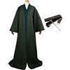 Foanja Voldemort Costume Adulta Cosplay Scuola Magica Nero Mago Lord Voldemort Mantello e Fodera Completa Uniforme per Halloween Festa Fancy Dress Carnevale Compleanno Regalo con Bacchette