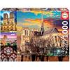 Educa - Puzzle 1000 pezzi Notre Dame collage | Puzzle città | Misura 68x48 cm | Include colla Fix | Per adulti 14+ (18456)