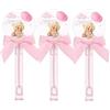 irpot 24 Bolle di sapone Cuore con 48 adesivi tondi teddy orsetto celeste e nastrino perfette per gadget e regalini fine festa gadget regalo invitati bambini (Teddy Rosa - Nascita)