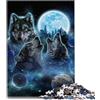 OLIKED Puzzle per adulti, 1000 pezzi, 26 x 38 cm, 3 lupi e luna piena, cartone Scenic Vibrant, per bambini dai 12 anni in su