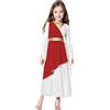 CHICTRY Costume Dea Greca per Bambina Tunica Età Antica Vestito Romana a Manica Lunga Maxiabito Toga da Dea Atena Greca Cosplay Di Halloween Carnevale Borgogna 9-10 anni