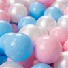 KiddyMoon 200 ∅ 6CM Palline Morbide Colorate Per Piscina Bambini Fatto In EU, Azzurro/Rosa Chiaro/Perla
