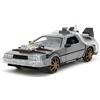 Jada Toys - Time Machine - Back to The Future 3, modello auto in metallo, 1:24, porte apribili, luce LED, versione con cerchi marroni, 20 cm, argento