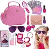 Generic Play Borse | 27 pezzi giocattolo per borsetta bambina | Borsa di trucco finta, borse per giocattoli vestiti includono portafoglio, telefoni, occhiali da sole, chiavi, carte di credito per ragazze di e
