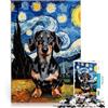 AITEXI Puzzle da 1000 pezzi per adulti Bassotto Notte Stellata Difficile da completare ma divertente e umoristico gioco di sfida unico 38x26cm