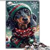 WGLINGX Puzzle da 1000 pezzi a tema natalizio con bassotto Un puzzle da 1000 pezzi stimolante per adolescenti, perfetto come decorazione per la casa o come regalo (dimensioni 50x75cm)