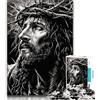 LLONGKT Puzzle da 1000 pezzi per adulti, Gesù in bianco e nero, 1000 pezzi per adulti, un regalo impegnativo e difficile per tutta la famiglia (dimensioni 38x26cm)