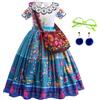 LCXYYY Mirabel Cosplay Costume Magica Famiglia Madrigal Mirabel Bambina Vestito da Ballerina e Borse Set da 2 Pezzi per Dress up Halloween Natale Carnevale Compleanno Fancy Party Vestito 3-12 Anni