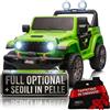 TOYSCAR Auto Elettrica per Bambini Jeep Wrangler Rubicon 2026 12V Fuoristrada Full Optional con TAPPETINI 2 Posti SEDILI in Pelle Porte Apribili Doppio Motore (Verde)
