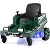 RELAX4LIFE Auto Elettrica Tosaerba a Sedile per Bambini 12V, con Sterzo a 360°, 2 Leve di Controllo e Luci LED, 2,8 km/h, Capacità 35 Kg, 3-8 Anni (VERDE)