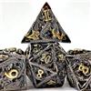 BESCON DICE Dadi in metallo cavi D&D con funzione drago 3D, set di dadi in nichel nero + effetto lettere dorate, dadi per giochi di ruolo, MTG, Pathfinder