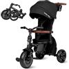 Qplay Triciclo Evolutivo COMFO MAX 6 in 1 nero | Triciclo Bebe 1 anno pieghevole in alluminio con seduta a 360°, reclinabile e capottina - per neonati da 10 a 72 mesi (nero)