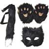 Generico Wolf Masque - Costumi Pelosi Per Bambini | Masche Per Cosplay Finto | Set Di E Coda Pelosa | Maschera Per Cosplay Per Copertina A Metà Faccia Per Eventi Di Gioco Di Ruolo, Performance Teatr