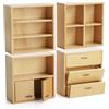 Odoria Miniatura Libreria Casa delle Bambole: Scala 1/12 Buffet Scaffale Parete per Salotto Ufficio - Mini Combinazione di Mobili Legno Moderno Cubo Impilabile Aperto Naturale