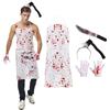 Joyincoser 5PCS Halloween Macellaio Costume Per Uomini Donne Costumi Horror Spaventosi Grembiule Sanguinante Guanti Coltello Finto Copricapo Cicatrice Tatuaggio Adesivi Per Halloween Carnevale