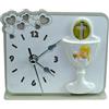 DLM Bomboniere DLM-A1072 Bomboniera utile Orologio in legno cm 11x12x4 linea cuori con icona Bimba Calice crocifisso Tao completo di scatola per prima Comunione bambina made in italy