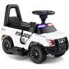 RELAX4LIFE Macchina Elettrica della Polizia per Bambini 6V, Velocità 3 km/h con Megafono Musica Sirena Lampeggianti e Fari, Porta USB,5-5 Anni,Portata 25 KG (BIANCO)