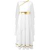Miaeowve Grecia Romana Dea Costume di Carnevale Bambini Ragazze A Maniche Lunghe Abiti Athena Scollo A V Romano Olimpia Toga Abiti Da Festa Festa Bianco 134-140