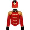 MSemis Costume da Banda Majorette Bambini Ragazzi Uniforme da Soldatino Giocattolo Giacca da Schiaccianoci con Cappello Costumi Domatore Circo Costume Carnevale Halloween Rosso 11-12 anni