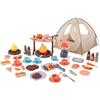 Grtheenumb Tenda da campeggio per bambini, set da campeggio per bambini con luce e suono - 47 pezzi di giocattoli finti con tenda da gioco pop-up, falò realistico e attrezzatura da cucina per avventure per bamb