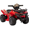 HOMCOM Quad Elettrico per Bambini con Batteria Ricaricabile 6V, Pulsante Acceleratore, Età 18-36 Mesi, 70x42x45cm, Rosso
