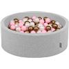 KiddyMoon 90X30cm/300 Palline Piscina di Palline Colorate per Bambini Tondo Fabbricato in EU, Grigio Ch:Rosa Chiaro/Perla/d'oro