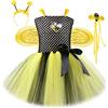 Generico Gonna Tulle Bambina Vestito Principessa per Bambine con Decorazioni Floreali e Ape Costume per Feste di Primavera Estate (Yellow, 6-7 Years)