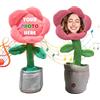 Generico Peluche girasole personalizzato che danza e canta con foto del viso, decorazione in peluche morbido per vaso come regalo di compleanno per bambini (Pink)