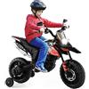 RELAX4LIFE Moto Elettrica Aprilia RX 12 V per Bambini, con Rotelle Ausiliarie, 5,5-6 km/h, Luci,Musica,Fari, Carico 30 KG, per 3-8 Anni