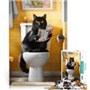 AITEXI Puzzle da 1000 pezzi per adolescenti Gatto nero sul water Giochi educativi Decorazione della casa Gioco educativo per compleanno e Natale 52x38cm