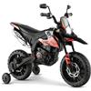 GYMAX Moto Elettrica 12V, Moto per Bambini con 2 Ruote di Supporto, Faro, Musica per Bambini 3-8 Anni, Veicolo per Bambini con Doppio Motore e Ammortizzatori, 5,5-6 km/h (Nero-Rosso)