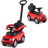 COSTWAY 3 in 1 Auto a Spinta, Macchinina a Pedale con Manico Removibile e Paracolpi, Clacson e Suodo di Avvio, Macchina Cavalcabile per Bambini 18-36 Mesi (Rosso)