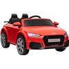 HOMCOM Macchina Elettrica per Bambini 3-5 Anni 12V 3Km/h Licenza AUDI TT, Auto Elettrica per Bambini con 2 Motori, Telecomando 2.4G, Clacson, Musica e Fari LED, Rosso