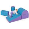 COSTWAY Set di 5 Blocchi con Diverse Forme e Colori, Giocattolo per Arrampicata e Strisciamento, Aiuta i Bambini a Crescere (Blu e viola)