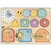 Zacia Toys® Tavola attività in legno | Giocattoli motori Montessori | Colori pastello | Tavola da latch, forme e ingranaggi | Giocattoli educativi 3 anni