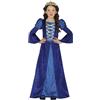 FIESTAS GUIRCA | Costume Dama Medievale Bambina - Blu - 7-9 anni | Stile Regale | Abito Lungo Incluso | Dettagli Dorati | Poliestere Leggero | Carnevale, Halloween, Recite Scolastiche